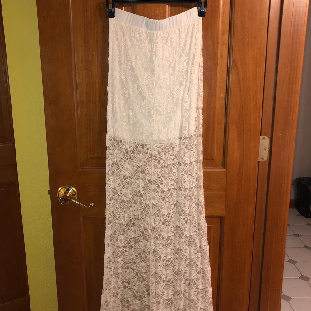 White lace maxi skirt